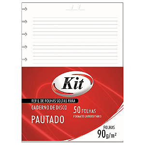 Refil de folhas soltas para Caderno de disco - 50 folhas - KIT