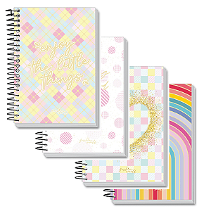 Caderneta 1/8 Fashion World KIT Capa Dura Espiral 96 Folhas