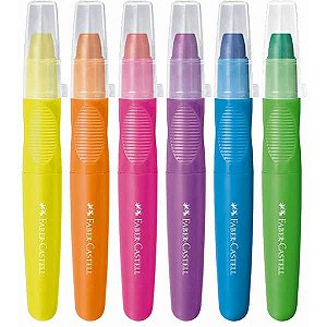 Giz de Cera Supermacio Jumbo Neon - Little Creatives - 6 Cores - Faber-Castell