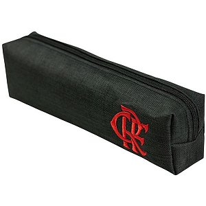 Estojo Escolar Compacto Flamengo 20 cm com Zíper Oficial Bordado