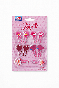 Kit Clips Corações KAZ com 10 Unidades