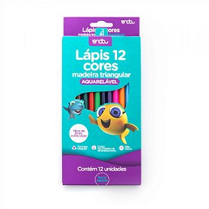 Lápis de Cor 12 Cores Aquarelável Onda Triangular