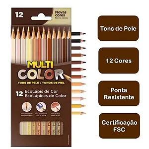 lápis de cor multicolor 12 cores tons de pele