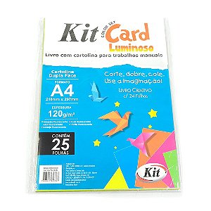 Papel Color Set Kit Card Luminoso A4 Colorido 24 Folhas - KIT