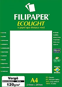 Papel vergê 120 g Filipaper ecolight A4 - 30 folhas