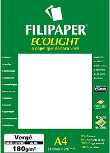 Papel Vergê A4 180g Filipaper Ecolight 20 Folhas