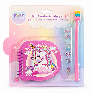 Kit Anotação Magia FOFY com Caderneta, Caneta e Adesivo