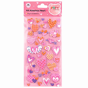 Kit de Adesivos Heart Cartela Decorativa Fofy