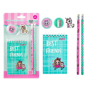 Kit de Anotações Cloe com Caderneta Lápis Borracha e Apontador - Fofy