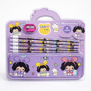 Kit Menininha FOFY 6 Peças com Acessórios de Papelaria