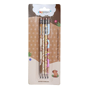 Kit Lápis Grafite Hb 4 Unidades Oficial Capivara - Skypaper