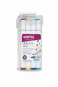 Marcador Artístico Arts Duo 2 Pontas Renk Profissional - Com 12 unidades