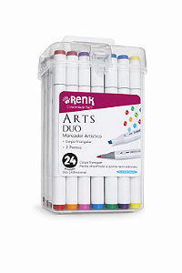 Marcador Artístico Arts Duo 2 Pontas Renk Profissional - Com 24 unidades