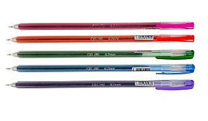 5 Canetas Esferográficas CIS Tik 0.7mm Escrita Macia (uma de cada cor)