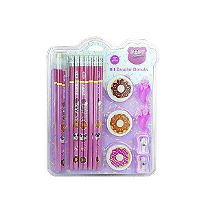 Kit Escolar Donuts 7 Peças Infantil Completo - Fofy