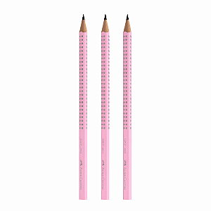 Kit com 3 Lápis Faber-Castell Grip 2001 HB Nº2 Rosa