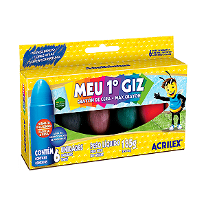 Meu 1º Giz de Cera Acrilex 6 Cores – Formato Anatômico Infantil