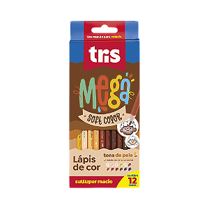 Lápis de Cor Tris Mega Soft Color Tons de Pele 12 Cores