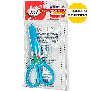 Tesoura Escolar 12,5cm Divertida com Capa Protetora