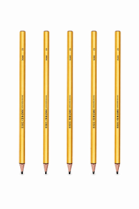 Kit com 5 Lápis Preto HB Dourado Sextavado BRW – Escrita Suave e Precisa