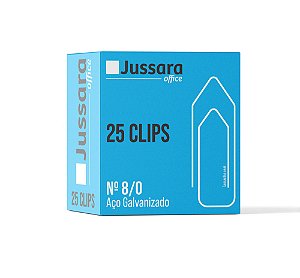Clips para Papel Galvanizado 8/0 Jussara – Caixa com 25 Unidades