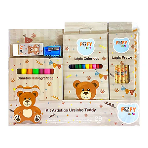 Kit Artístico Ursinho Teddy Fofy – Kit Criativo Infantil com 29 peças