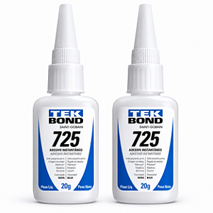 Kit com 2 Colas Instantânea Tekbond 725 20g – Alta Fixação e Secagem Rápida