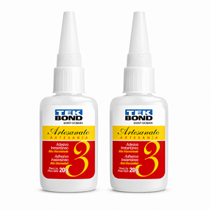 Kit com 2 Colas Instantânea Nº 3 Artesanato 20g Tekbond – Alta Precisão e Fixação