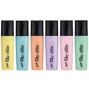 Kit com 6 Canetas Marca Texto Pastel – Cores Suaves Alta Qualidade - BRW