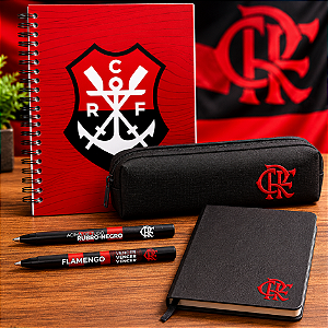 Kit Presente Flamengo Oficial Vermelho – Caderno, Estojo e Canetas Licenciadas