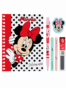 Kit Presenteável Oficial da Minnie – Caderno Universitário e Papelaria Completa