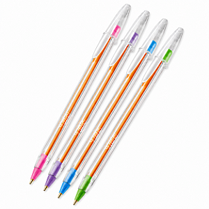 Kit com 4 Canetas Esferográficas BIC Cristal Fashion Color – Escrita Macia e Cores Vibrantes