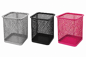 Porta Lápis Quadrado Aramado – Organizador de Mesa Metálico