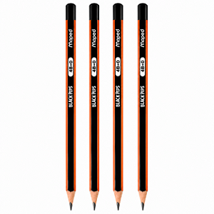 Kit com 4 Lápis Preto Maped Black Peps Graduado 4B – Traço Macio e Intenso
