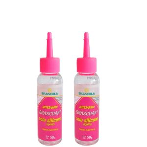 Cola Silicone Líquida Brascoart – Transparente, Forte e Ideal para Artesanato - 50 gramas