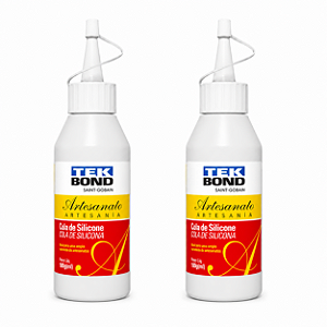 Kit com 2 Colas de Silicone para Artesanato 60ml Tekbond – Transparente e Alta Fixação