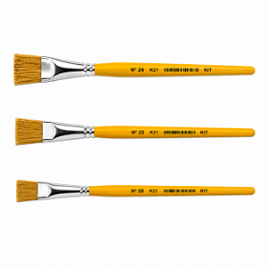 Kit de Pinceis para Pintura Chato K21 Cabo Longo Amarelo -20,22,24