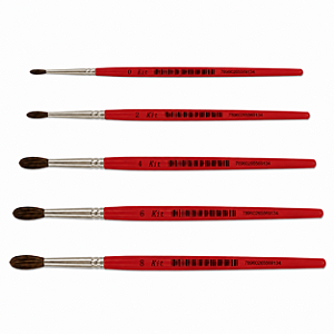 Kit com 5 Pincéis para Pintura Redondo K20 Cabo Longo Nº 0, 2, 4, 6 e 8