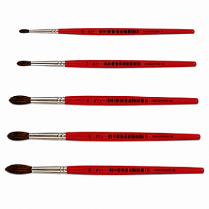 Kit com 5 Pincéis para Pintura Redondo K20 Cabo Longo Nº 10, 12, 14, 16 e 18
