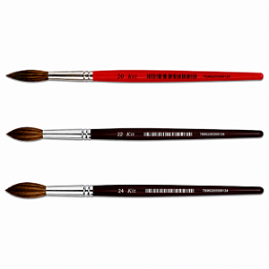 Kit com 5 Pincéis para Pintura Redondo K20 Cabo Longo Nº 20, 22, e 24,