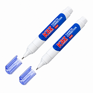 Kit com 2 Canetas Corretivas Branca 7ml KAZ Ponta Metálica de Precisão