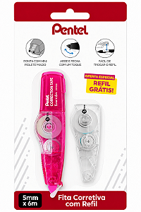 Corretivo em Fita Pentel com Refil 5mm x 6m