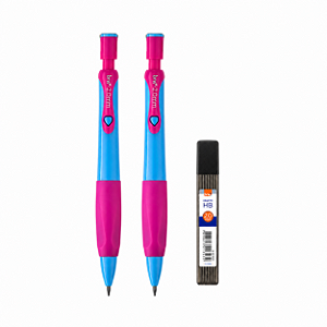 Kit com 2 Lapiseiras + Grafite 2.0mm Pop Line BRW – Traço Grosso e Alta Resistência