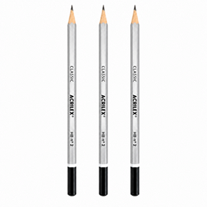 Kit com 3 Lápis Preto Classic HB Acrilex com Dipping