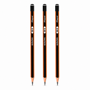 Kit com 3 Lápis Preto Maped Black Peps Graduado 2B – Traço Macio e Intenso