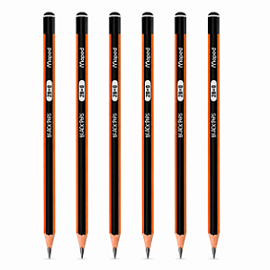 Kit com 6 Lápis Preto Maped Black Peps Graduado 2B – Traço Macio e Intenso