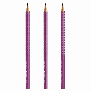 Kit com 3 Lápis Faber-Castell Grip 2001 HB Nº2 Roxo