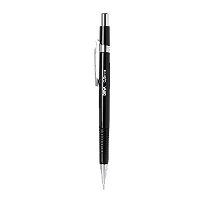 Lapiseira Técnica 0,9mm Preta BRW - Ponta Metálica com Clip e Borracha