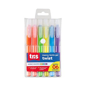 Marca Texto em Gel Twist Retrátil - Cartela com 6 unidades - TRIS