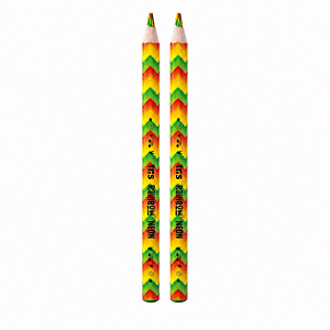 Kit com 2 Lápis de Cor Jumbo Rainbow Neon Tris - Mina Multicolorida em Tons Neon Vibrantes - Corpo Hexagonal em Madeira